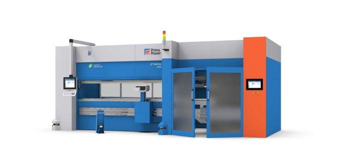 eP Genius 1030 integrates the eP-1030 servo-electric press brake with an automatic tool storage unit