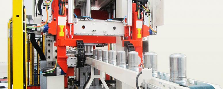 Multi- press line for the manufacturing of diesel/oil filter cartridges
